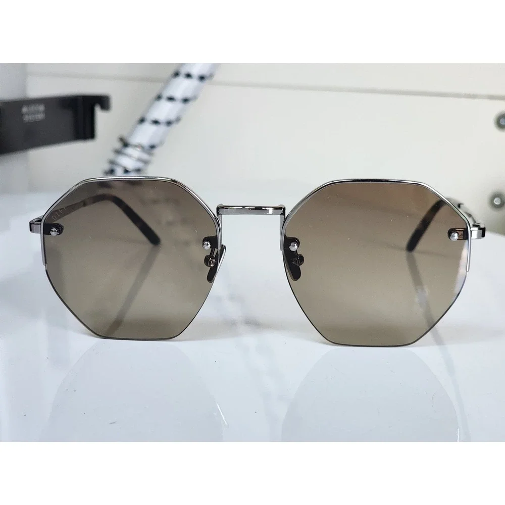 DIFF‎ Eyewear Nova Sunglasses Gunmetal Geometric Rimless Heptagon GM-BG44P New